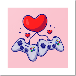Two videogames console in love | Valentines hearts Posters and Art
